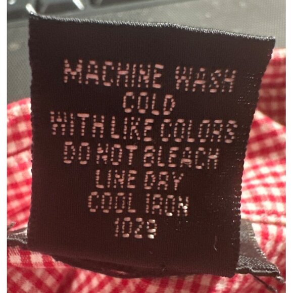 Women's Rafaella Button-Down Blouse Red White Check Pattern Cotton Blend Size 14 - Picture 11 of 11